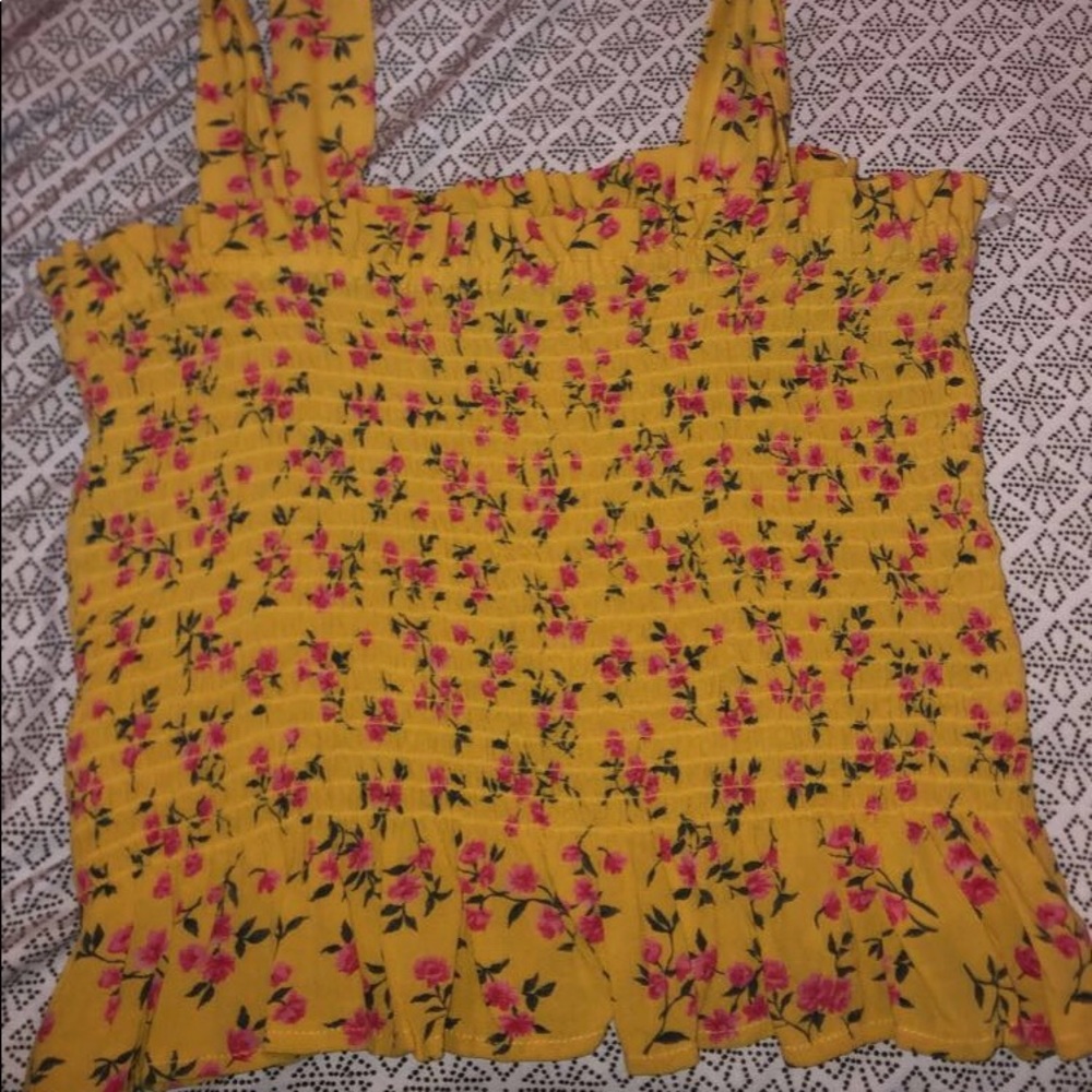 American Eagle Smocked Tie Strap Cami